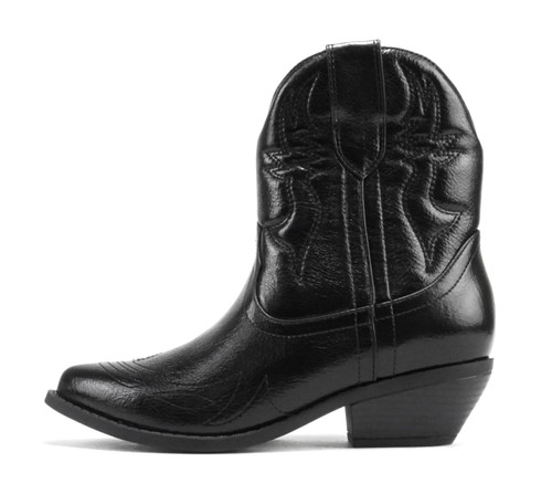 Women Cowgirl Cowboy Western Stitched Ankle Boots Pointed Toe Short Booties Rigging-S (Black Metallic, 6)