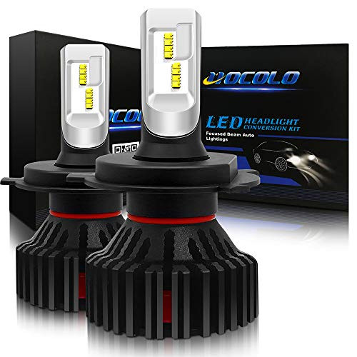 HOCOLO H4 9003 HB2-LED Headlight Bulbs 8,000LM Extremely Bright All-in-One Conversion Kit 6500K Cool White-1 Year Warranty (T8 Type-8000Lumen/Set White 6500K, HOCOLO_H4_High Low Beam)