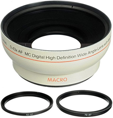 62MM 67MM 72MM Wide Angle Conversion 0.43x Lens with Macro Close-Up Attachment for Nikon, Sony, Samsung, Sigma, Fujifilm, Fuji, FUJINON, Tamron, Tokina, Pentax, Carl Zeiss Lens (White)