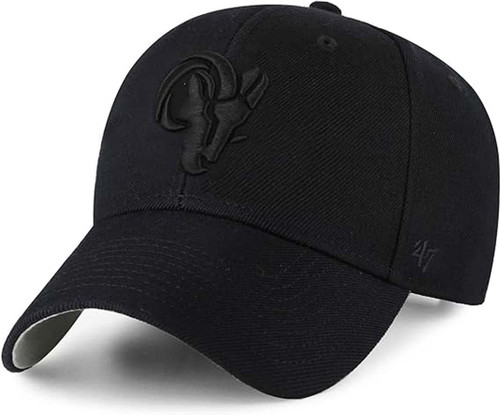 Authentic Exclusive Rams Los Angeles St. Louis 9Fifty Snapback /9Twenty/MVP/9Forty Adjustable Hat - OSFM ('47 Throwback Black On Black Skull Velcro MVP)