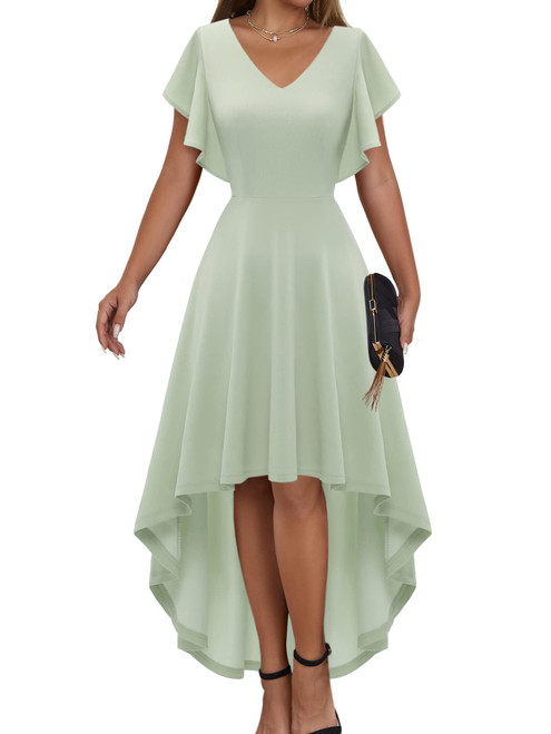 Formal Dresses for Women Wedding Guest, High Low Prom Cocktail Holiday Party Evening Dress,Fit Flare Modest Church Bridesmaid Midi Dress 2024 LightGreen M Formal Dresses for Women Wedding Guest, High Low Prom Cocktail Holiday Party Evening Dress,Fit Flare Modest Church Bridesmaid Midi Dress 2024 LightGreen M