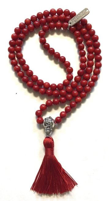Red coral prayer beads japa mala necklace 6-7mm handmade 108+1 yoga meditation beads. Buddhist karma rosary for nirvana chanting om awakening chakra kundalini - w/Velvet Pouch Red coral prayer beads japa mala necklace 6-7mm handmade 108+1 yoga meditation beads. Buddhist karma rosary for nirvana chanting om awakening chakra kundalini - w/Velvet Pouch