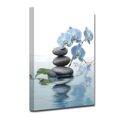 Spa Bathroom Wall Art Blue Orchid Flowers and Zen Stones on Water Pictures Print on Canvas Framed Artwork for Yoga Zen Room Decor (Zen-3, 16.00"x24.00") Spa Bathroom Wall Art Blue Orchid Flowers and Zen Stones on Water Pictures Print on Canvas Framed Artwork for Yoga Zen Room Decor (Zen-3, 16.00"x24.00")