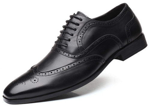 Mens Brogue Oxford, Lace-up Wingtip Dress Shoes,Formal Lace Up Shoes for Men Black 11 US