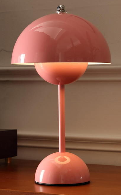 Modern Flowerpot Cordless Table Lamp, Cordless Mid Century Lamp,Cute Battery Mushroom Table Lamp,Small Lamp for Nightstand,Dimmable Touch Bedroom Lamp,Night Light for Indoor Outdoor(Pink)