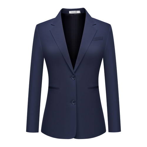 Women's Casual Blazer 2 Buttons Notch Lapel Open Front Long Sleeve Blazers Business Office Work Suit Jackets Navy Blue Women's Casual Blazer 2 Buttons Notch Lapel Open Front Long Sleeve Blazers Business Office Work Suit Jackets Navy Blue