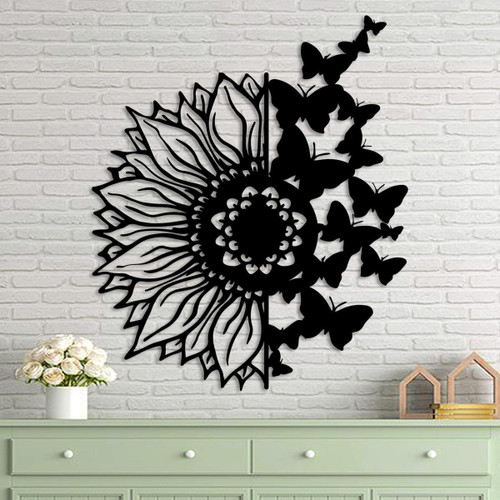 Sunflower Butterfly Decoration Wall Art ,Sunflower Butterfly Wall Home Decor Hanging Appearance Wall Decor Metal Wall Hanging Butterfly Decor Flower Wall Art for Bedroom Living Room Home Wall (16
