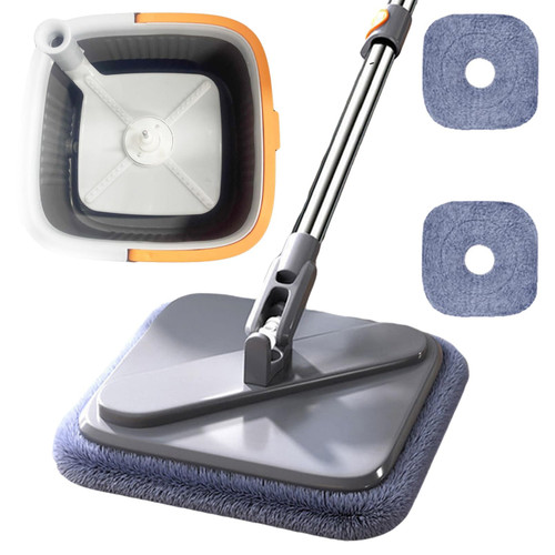Self Cleaning Mop and Bucket Combo,Spin Mop and Bucket System,self Cleaning Spin mop,mop Bucket Separate Dirty Water,Self Wash Spin Mop,Mop Bucket Set,2 Thick Washable Microfiber Mop Pads