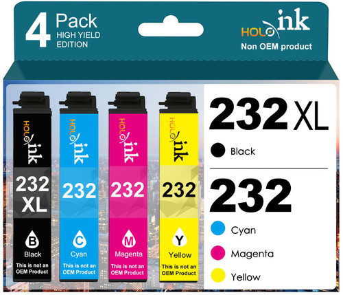 232XL Ink Cartridges Remanufactured Replacement for Epson 232 Ink Cartridge 232XL for Expression Home XP-4200 XP-4205 Workforce WF-2930 WF-2950 Printer (Black, Cyan, Magenta, Yellow, 4 Pack)