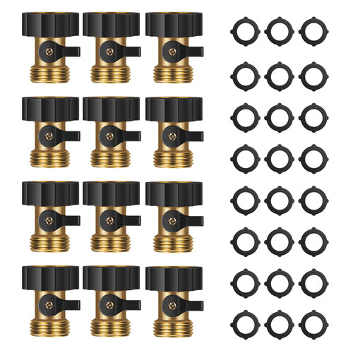 WANGSHIGUAN 12Pack 3/4" Heavy Duty Brass Shut off Valve Garden Hose Shut off Valve 1 Way Restricted Water Hose Shut off Valve For 3/4" Garden Hose Connector