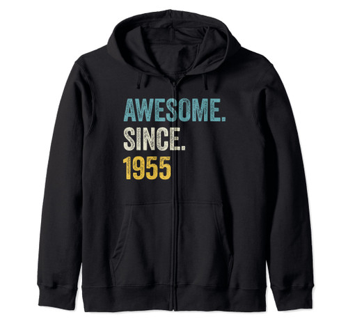 69 Years Old Awesome Since 1955 69th Birthday Zip Hoodie