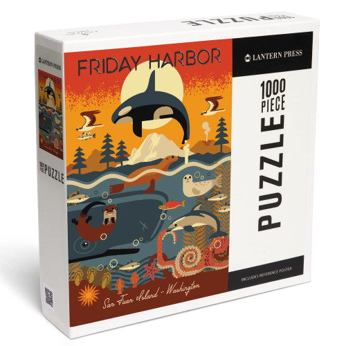 1000 Piece Jigsaw Puzzle, Friday Harbor, Washington, San Juan Island, Marine Animals, Geometric