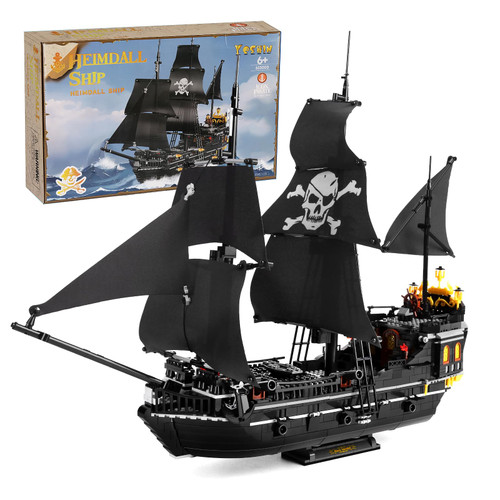 Pirate Ship Building Blocks Kits, MOC Black Pearl Sailboat Model Construction Set to Build, Creative Gift for Kids Age 8+/Adult Collections Enthusiasts(1424 Pieces)