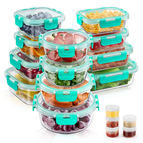 34pcs Glass Food Storage Containers with Lids Set, Airtight Glass Meal Prep Containers (17 Containers & 17 Lids),Leak Proof Lunch Containers BPA-Free, Microwave, Oven, Freezer & Dishwasher,Green 34pcs Glass Food Storage Containers with Lids Set, Airtight Glass Meal Prep Containers (17 Containers & 17 Lids),Leak Proof Lunch Containers BPA-Free, Microwave, Oven, Freezer & Dishwasher,Green