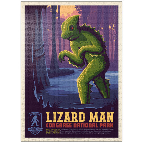 Legends of The National Parks: Congaree's Lizard Man, Vintage Poster - Premium 1000 Piece Jigsaw Puzzle for Adults Legends of The National Parks: Congaree's Lizard Man, Vintage Poster - Premium 1000 Piece Jigsaw Puzzle for Adults