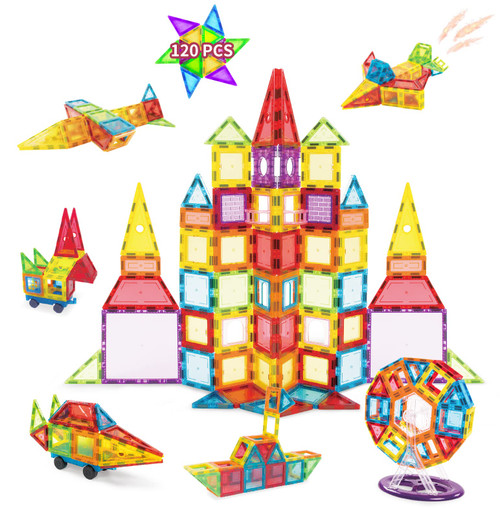 Magnetic Tiles 120 PCS, Magnet Building Blocks for Kids, STEM Construction Set, Educational Learning Toys for Toddlers, Birthday Gifts for Children Ages 3 Years + Magnetic Tiles 120 PCS, Magnet Building Blocks for Kids, STEM Construction Set, Educational Learning Toys for Toddlers, Birthday Gifts for Children Ages 3 Years +