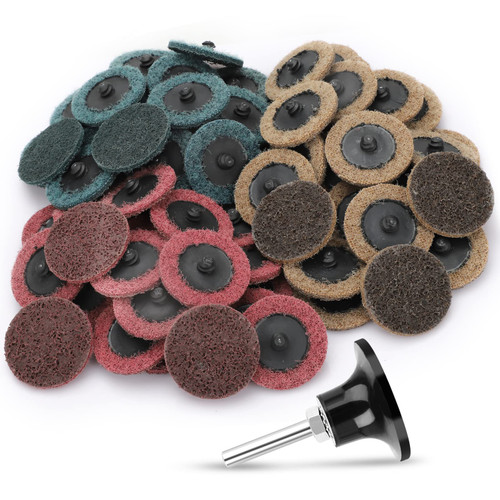 90pcs 2 inch Quick Change Sanding Discs, Nylon Surface Conditioning Discs, 1/4" Roll Lock Holder Die Grinder Sanding Disc for Surface Strip Grind Polish Burr Finish-Fine Medium Coarse
