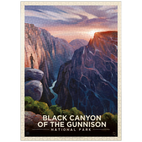 Black Canyon of The Gunnison National Park: River View, Vintage Poster - Premium 1000 Piece Jigsaw Puzzle for Adults
