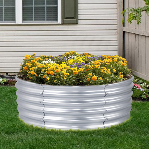 Galvanized Raised Garden Bed, Large Bottomless Metal Planter with Installing Gloves, Easy to Assembly Round Garden Box for Outdoor Growing Vegetables Fruits Flower Herb, 2x2x1ft Galvanized Raised Garden Bed, Large Bottomless Metal Planter with Installing Gloves, Easy to Assembly Round Garden Box for Outdoor Growing Vegetables Fruits Flower Herb, 2x2x1ft