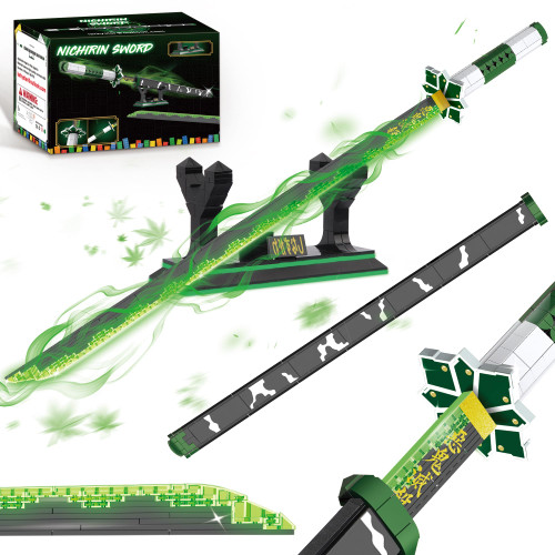Demon Slayer Swords Building Sets for Adults and Kids, 39in Shinazugawa Sanemi Sword Building Block with Scabbard and Stand, Anime Building Toy Katana Demon Slayer Gift, 788 Pcs
