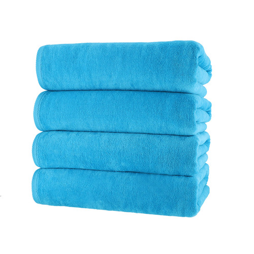 Beach Towels Terry Velour 30x60 4-Pack (Turquoise PMS 312-C) 11.0 Lbs per Doz 100% Cotton