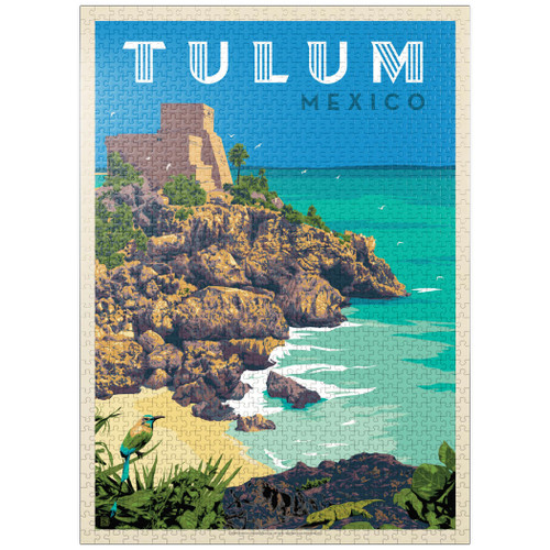 Mexico: Tulum, Vintage Poster - Premium 1000 Piece Jigsaw Puzzle for Adults
