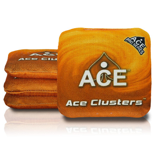 Ace Clusters | Orange (Set of 4 Bags) | ACE Pro Stamped | Cluster Pad Technology | Dual Sided Slick Stick All Weather | Professional Cornhole Bags