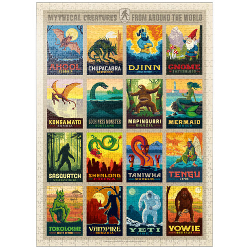 Mythical Creatures from Around The World, Vintage Poster - Premium 1000 Piece Jigsaw Puzzle for Adults Mythical Creatures from Around The World, Vintage Poster - Premium 1000 Piece Jigsaw Puzzle for Adults