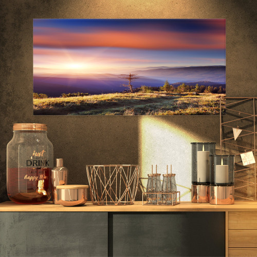 PT9638-32-16 Fantastic Sunrise and Dead Tree Landscape Photo Canvas Art Print, 32x16, Purple PT9638-32-16 Fantastic Sunrise and Dead Tree Landscape Photo Canvas Art Print, 32x16, Purple