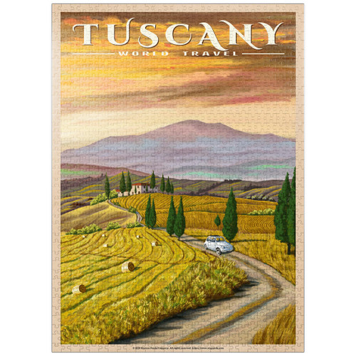 Tuscany - Val D'Orcia, Vintage Travel Poster - Premium 1000 Piece Jigsaw Puzzle for Adults
