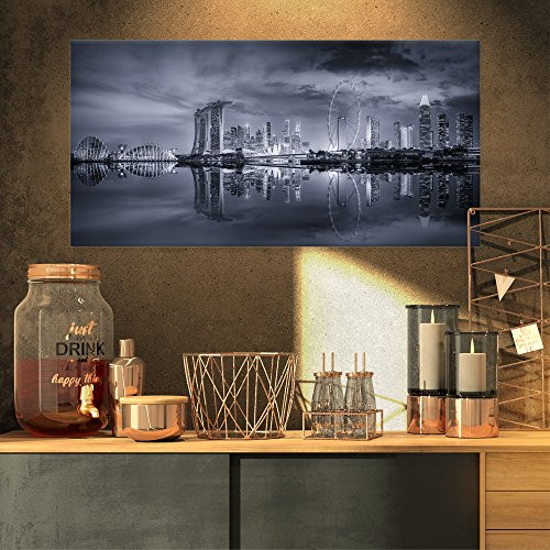 Design Art PT10976-32-16 Black and White Singapore Skyline-Cityscape Canvas print-32X16, 32x16 Design Art PT10976-32-16 Black and White Singapore Skyline-Cityscape Canvas print-32X16, 32x16