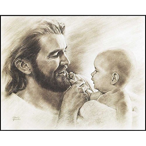 Dicksons Joyful Jesus With Precious Baby Brushed Grayscale 8 x 10 Wood Wall Sign Plaque
