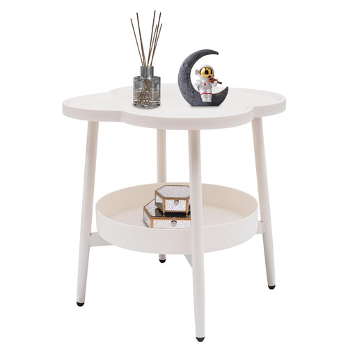 Small End Table, Modern Side Table with Storage Bedside Table for Living Room Center Table 2-Tier Coffee Tea Table Sofa Side Snack Table 19.7in