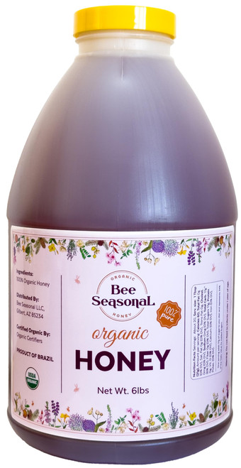 Certified Organic Raw Wildflower Honey 0.5 Gallon (6 lbs) Jug by Non-GMO, Kosher, Unpasteurized, Unfiltered