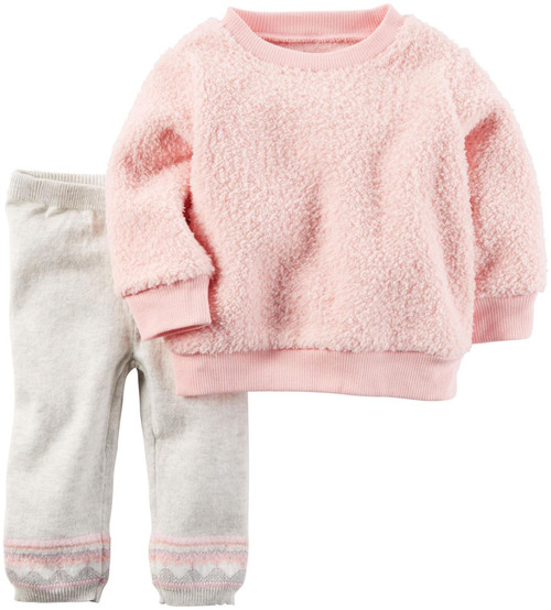 Baby Girls' 2 Pc Sets 127g226, Pink Sherpa, 18M