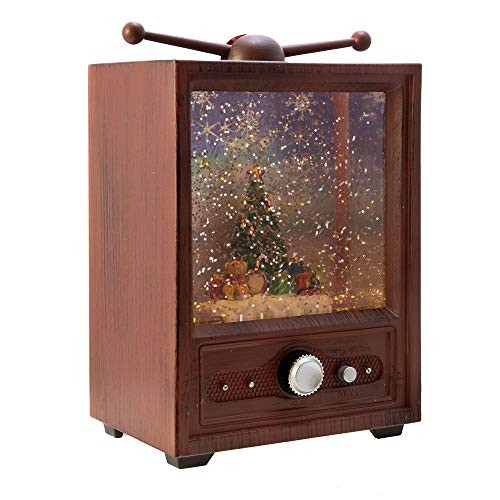 Kurt Adler Kurt S. Adler 11-Inch Battery-Operated LED Muscial Christmas Tree Water TV with Motion Table Piece, Multi