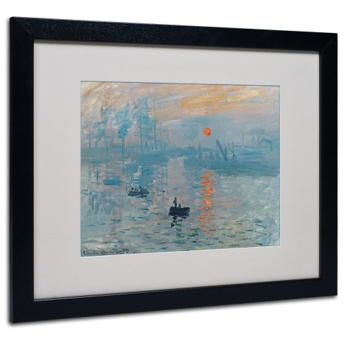 Impression Sunrise by Claude Monet, White Matte, Black Frame 16x20-Inch