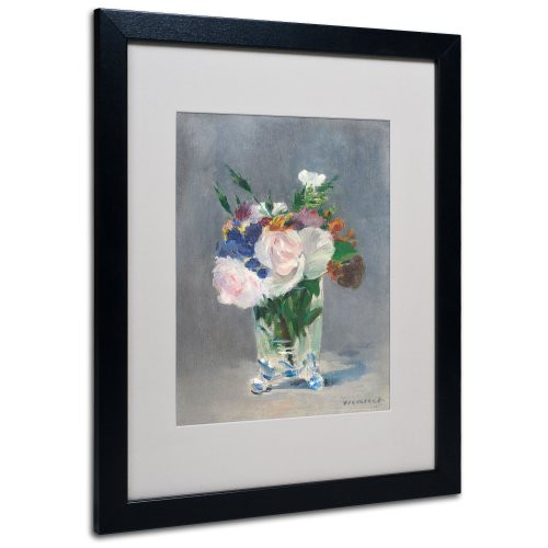 Flowers in a Crystal Vase Canvas Wall Art by Edouard Manet with Black Frame, 16 by 20-Inch