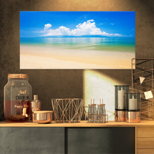 PT9498-32-16 Cloudy Horizon Over Blue Sea Seashore Photo Canvas Art Print, 32x16 PT9498-32-16 Cloudy Horizon Over Blue Sea Seashore Photo Canvas Art Print, 32x16