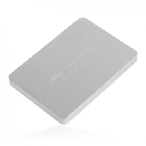 JSER Silver USB-C USB 3.1 Type C to Dual 50mm MSATA PCI-E SSD Enclosure with Raid Raid0 Raid1 or PM JSER