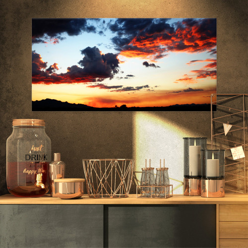 PT10856-32-16 Blazing Sky with Clouds Panorama-Extra Large Seascape Art Canvas-32X16, 32x16 PT10856-32-16 Blazing Sky with Clouds Panorama-Extra Large Seascape Art Canvas-32X16, 32x16