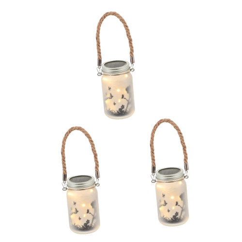 3pcs Elf Mason Jar Lights Fairy Lights for Mason Jars Solar Powered Lights Outdoor Lantern Led Lanterns Solar Lids Decor Mason Jar Lights Solar Powered Frosted Glass Jar Rope