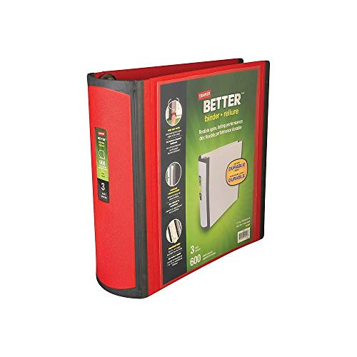 Staples Better 3-Inch D 3-Ring View Binder, Red