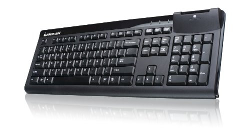 IOGEAR 104-Key Keyboard with Integrated Smart Card Reader GKBSR201TAA, Black TAA Compliant