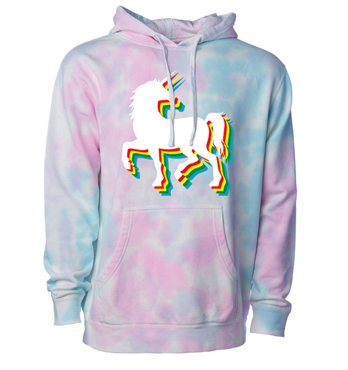 Rainbow Unicorn - Magical Fairy Magic Unisex Tie Dye Hoodie (Tie Dye Cotton Candy, Small)