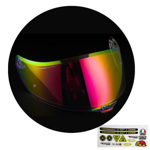 AGV K1 Visor Improved Version Replacement Guard, For AGV K1 K3SV K5 K5-S AGV Helmet Visor Motorcycle Wind Shield Helmet Lens Visor Shield Full Face Fit? Built-in Helmet Sticker(Aurora Red)