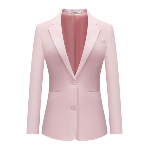 Women's Casual Blazer 2 Buttons Notch Lapel Open Front Long Sleeve Blazers Business Office Work Suit Jackets Pink Women's Casual Blazer 2 Buttons Notch Lapel Open Front Long Sleeve Blazers Business Office Work Suit Jackets Pink