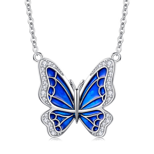 Butterfly Necklaces for Women 925 Sterling Silver Butterfly Jewelry Pendant Blue Butterfly Necklace Gifts for Girls Butterfly Necklaces for Women 925 Sterling Silver Butterfly Jewelry Pendant Blue Butterfly Necklace Gifts for Girls