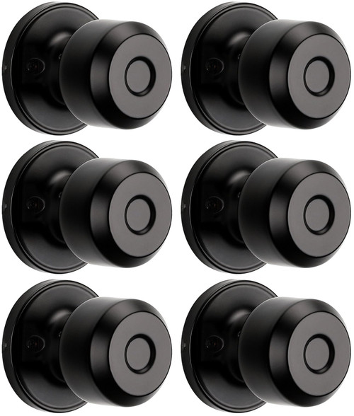 6 Pack Matte Black Dummy Door Knobs, Round Knob Faceplate Inactive Half Dummy Door Knob, No-Turning Door Dummy Knob, Black Dummy Knobs for Closet Doors