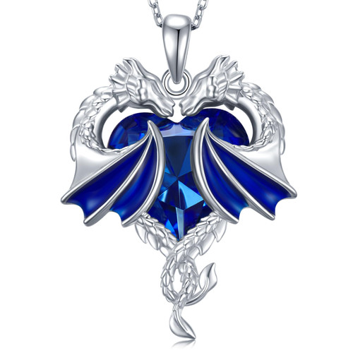 Dragon Necklace 925 Sterling Silver Dragon Crystal Necklace for Women Dragon Jewelry Gifts for Women Girls (Blue-Dragon) Dragon Necklace 925 Sterling Silver Dragon Crystal Necklace for Women Dragon Jewelry Gifts for Women Girls (Blue-Dragon)